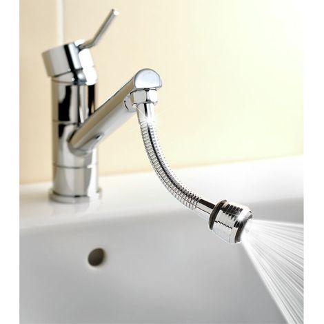 Douchette flexible en acier inoxydable 32 cm – 2 jets réglables – Installation facile sur robinet – Pour nettoyage évier et lavabo