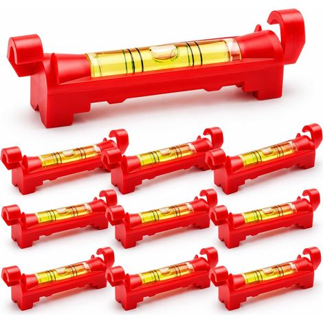 10 Pcs Niveaux à Bulle Rouges avec Cordon, Corde Corde Bulle Niveau, Mini Niveau de Maçon Rouge en ABS Fluorescent, Outil de Nivellement pour Maçonnerie, Plomberie, Gouttières, Carrelage et Chantier (1/5)