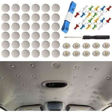 Packung mit 60 universellen Autodachnieten – Flanellbezug – Inkl. Montagewerkzeug – Kompatibel mit allen Fahrzeugen (1/4)