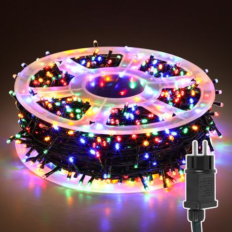 Jiubiaz Catena luminosa LED 200m 1000LED con 8 modalità catena esterna per interno Natale matrimonio festa giardino decorazione multicolore (1/5)