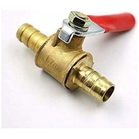 1 Robinet à boisseau sphérique, 8 mm, laiton, vanne d'arrêt barbelée, pour eau gaz huile (1/4)