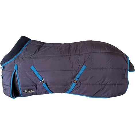 140 cm, Blu Navy: Coperta da box antistrappo traspirante imbottitura 500g e collo in pile modello Kodiak
