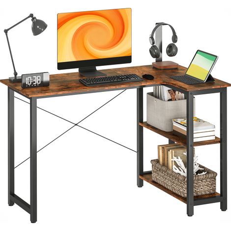 L Shaped Desk, Corner Computer Desk with Bookshelf for Home Office, Study Room, Workstation, 120 x 73.2 x 75cm, Rustic Brown (1/5)