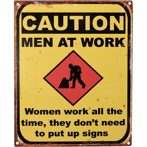 Plaque Murale Décorative en Fer Vintage Jaune Panneau Caution Men at Work 20 x 25 cm - PANGIVO