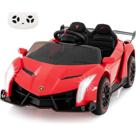 GOPLUS Lamborghini Voiture Electrique Enfants 12V, Voiture Electrique Enfants 1 Place avec Télécommande Parentale 2,4 G, Ports AUX et USB, Multimédia, pour Enfant 3-8 Ans,Charge 30KG (Rouge)