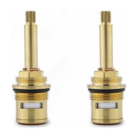 2Pcs Brass Ceramic Faucet Valves, Replacement Faucet Cartridges(Red + Blue) (1/4)
