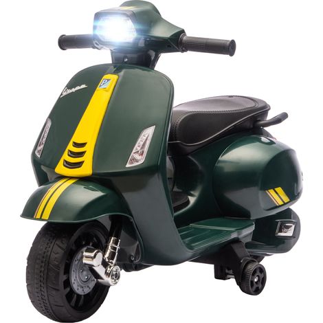 Moto elettrica per bambini con rotelle di supporto 71 x 37 x 52 cm fari e clacson dal design realista in PP verde scuro 210000645