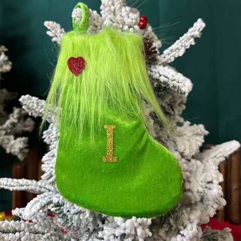 Chaussette De Noël - En Laine Tricotée - Avec Lettres Brodées - Pour Cheminée, Arbre De Noël Ou Décoration Murale - 1 Pièce (1/5)