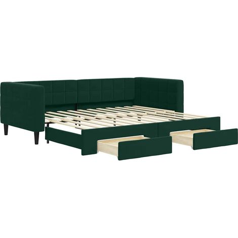 Maison Exclusive - Divano Letto Estraibile Cassetti Verde Scuro 90x200cm Velluto