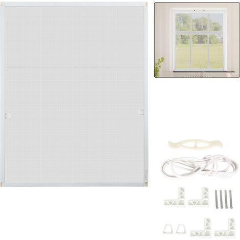 SWANEW Zanzariera finestra telaio in alluminio zanzariera schermo protezione UV impermeabile 80x100CM Bianco (1/5)
