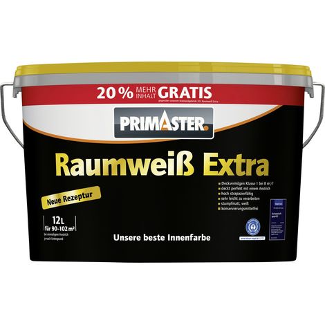 Primaster Raumweiß Extra Wandfarbe konservierungsmittelfrei weiß matt 12 L Innen