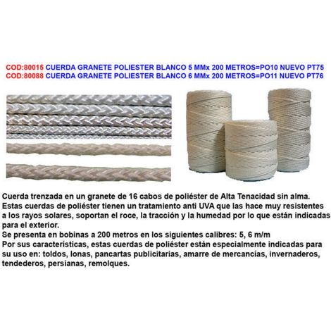 Corda in poliestere bianco 5 mm x 200 metri PO10 novità PT75