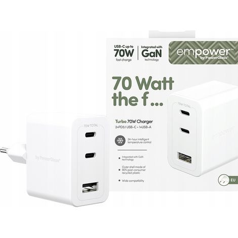 Caricabatterie da parete Panzerglass Empower Turbo bianco 70 W 1 pz. (1/5)