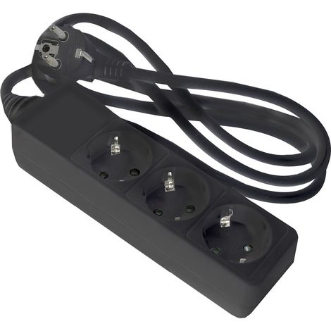 Regleta de enchufe negra onlex t/t cable 1,5 mts 3 tomas (1/2)