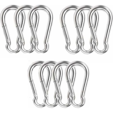 Lot de 10 boucles de sécurité pour l'alpinisme en extérieur, 440, en forme de gourde, avec crochet de sécurité en fer et ressort. (1/5)
