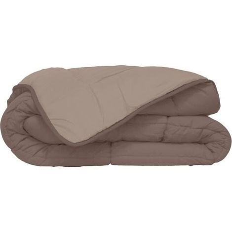 HUDSON Couette legere Microfibre 200g/m2 220x240cm Taupe + Lin