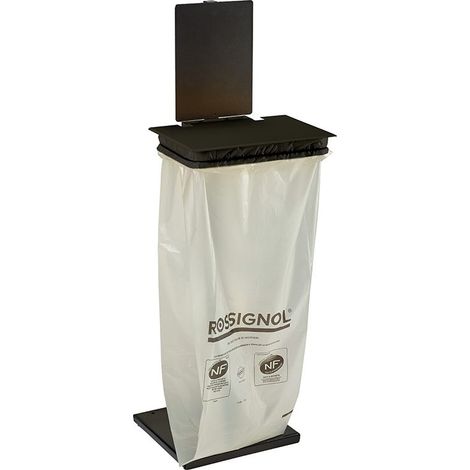 Support sac avec couvercle Rollec sur socle - 110l - gris manganèse