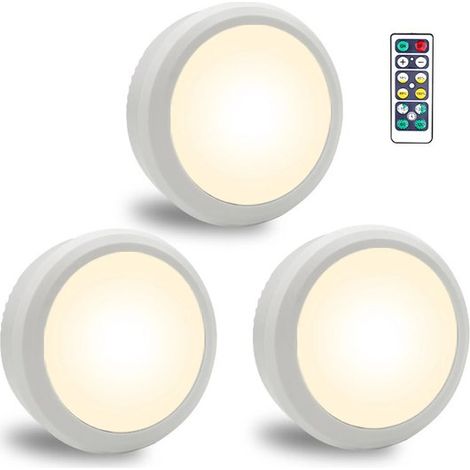 Focos LED inalámbricos - Juego de 3 - Blancos - Con mando a distancia (1/5)