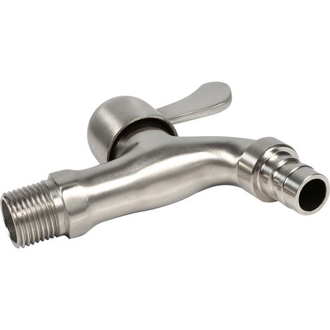 Robinet de tambour de machine à laver G1/2'', acier inoxydable 304, chromé, robinet (bouche pointue) (1/5)
