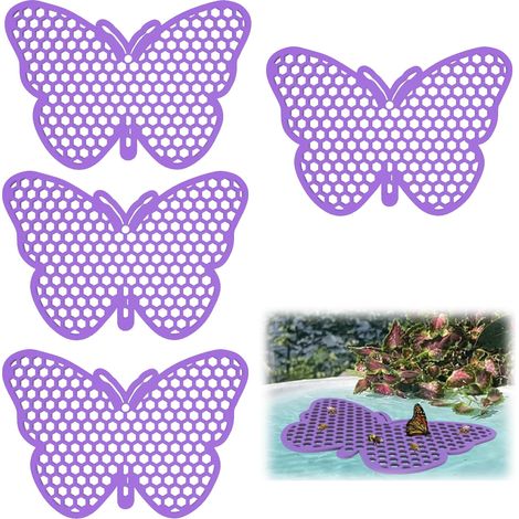 Un ensemble de 4 mangeoires pour insectes et abeilles, un distributeur de nourriture pour abeilles et un abreuvoir pour abeilles, de couleur violette.