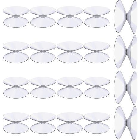 Ventouses Double Face, 20 Pièces 3 cm Ventouses Transparentes, Extra Fortes PVC Plastique Suspension Rideau Isolant Ventouse pour Miroir De Table En Verre, Miroir de fenêtre de salle (1/5)