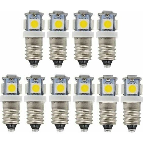 E10 9 V Kaltweiß 5 SMD 0,5 W LED-Lampen (Kaltweiß, 9 V) 10er-Pack (1/4)
