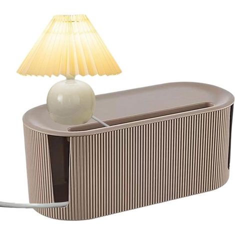 Scatola portacavi - Organizzatore per cavi - Organizzazione ufficio - Grande capacità - 35 x 19,4 x 16 cm - Marrone (1/5)