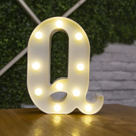 Lettre Allume la Forme de Symbole de LED, Lampes de Table de chapiteau en Plastique d'alphabet, ête de Mariage d'anniversaire Tous Les Jours à la Maison tenture Murale Decor-Q (1/5)