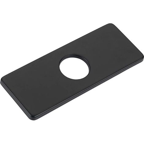 Rosace de robinet rectangulaire pour robinet de lavabo de salle de bain avec trou en acier inoxydable de 4 po (noir, mat) (1/5)
