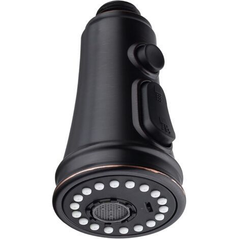 Cabezal de ducha de cocina de 3 chorros - Grifo de cocina - Cabezal de ducha de repuesto - Con botón de descarga de alta presión (Negro) (1/5)