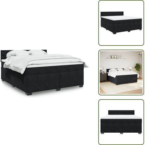 Boxspringbett mit Matratze Schwarz 180x200 cm Samt - Boxspringbett - Boxspringbetten - Bett - Betten (1/5)