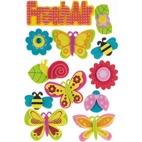 Autocollants fleurs en mousse, 12 pièces assorties