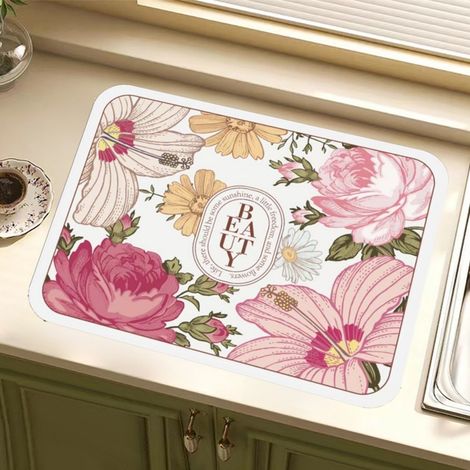 LAN Amour comme une rose 5080cm (Terre de diatomées) Tapis égouttoir, tapis absorbant antidérapant en terre de diatomées pour la cuisine, tapis isolant thermique anti-brûlure résistant aux hautes temp (1/5)