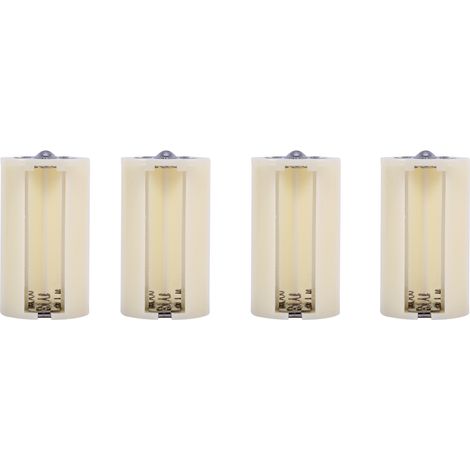 4 adattatori universali per convertire 3 batterie AA in batterie D in parallelo, custodia e scatola, colore bianco.