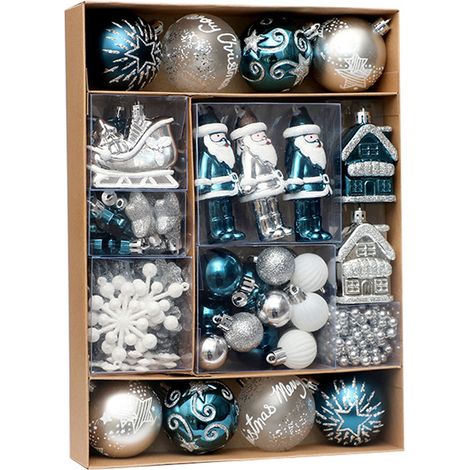Juego de 50 adornos navideños, bolas irrompibles para el árbol de Navidad y la decoración del hogar. (1/4)