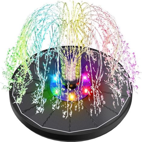 Colorful LED Solar Fountain, 3.5W Outdoor Floating Solar Pond Pump, 2200mAh Battery, 2025 Glass Solar Fountain with 7 Nozzles and 4 Fixed Stems for Birdbath, Aquarium, Garden (1/5)