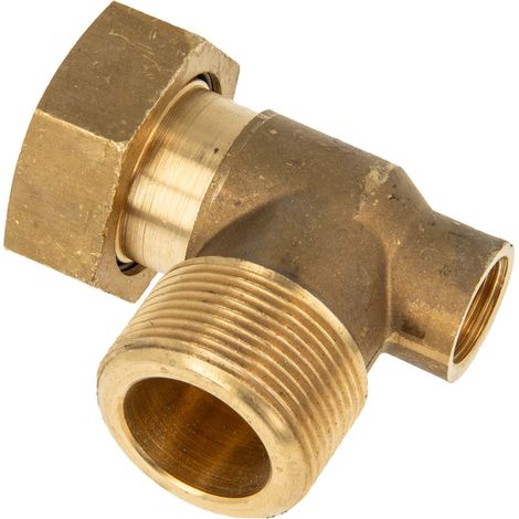 tecuro Eckverschraubung Überwurfmutter 1 1/4 Zoll (flachdichtend) x 1 1/4 Zoll AG x 1/2 Zoll IG, reduziert - Messing-blank CW617N