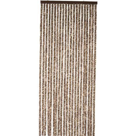 Werka Pro – Rideau chenille marron et beige 120 x 220 cm – Traitement anti UV – Fixation avec 2 anneaux – Ajustable pour intérieur - PRO 120 X