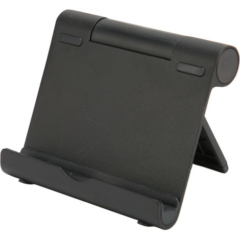 Tragbarer, um 180° drehbarer und faltbarer Handyhalter aus Aluminiumlegierung und Silikon, Tragkraft 5 kg, schwarzer Desktop-Tablet-Ständer (1/5)