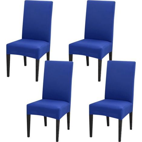 Housse De Chaise - Élastique Universelle - Hauteur Dossier 45 À 65 Cm - Assise 38 À 45 Cm - 4 Pièces (1/5)