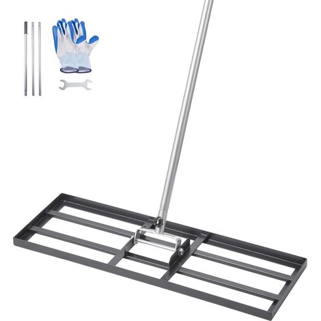 Râteau de Nivellement de Pelouse, 762 x 254 x 2290 mm, Niveleur de Gazon, Manche 2130 mm, en Acier au Carbone Résistant à la Rouille, Outil de Nivellement pour Cour, Terrain de Golf, Jardin (1/5)