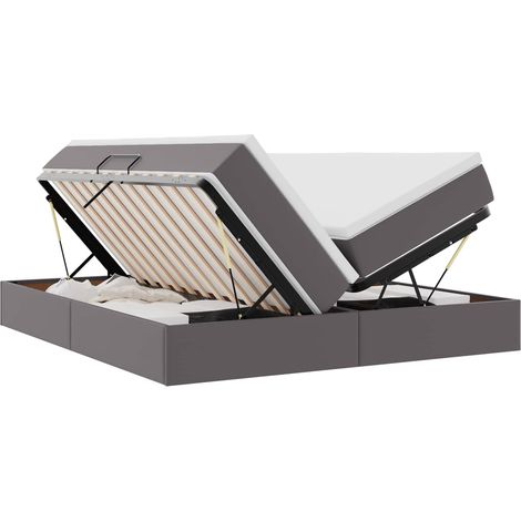 Storage Bed with Mattress Grey 200 x 200 cm Faux Leather vidaXL (1/5)