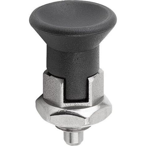 KIPP Arretierbolzen Gr.1 D1=M10X1 D=5 Form D mit Rastnut kurze Kontermutter (1/3)