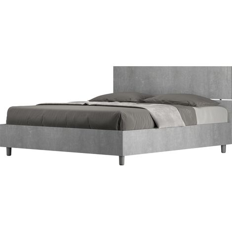 Letto Matrimoniale 160x200 cm Senza Rete Testata Dritta Demas Grigio (1/5)