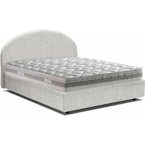 Talamo Italia Lit double Cora, Lit conteneur avec revêtement en tissu, 100% Made in Italy, Ouverture frontale, avec matelas 160x190 cm inclus, Blanc, avec emballage renforcé