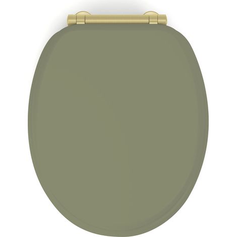 Abattant adulte pour WC en MDF kaki – Charnières métalliques dorées – Déclipsable et soft close pour nettoyage facile – Gelco Design