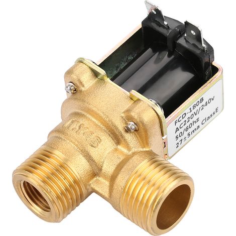 Électrovanne d'arrivée d'eau en laiton AC220V G1/2 normalement fermée, à commande pilote (1/5)