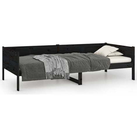 Maison Exclusive - Dormeuse Nera in Legno Massello di Pino 90x190 cm