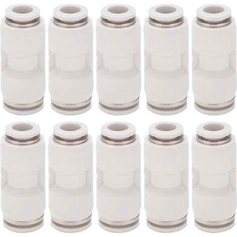 10 Stück gerade Reduzierverbinder mit Schnellverschluss für pneumatische Luftschläuche, weiß, PG6-4