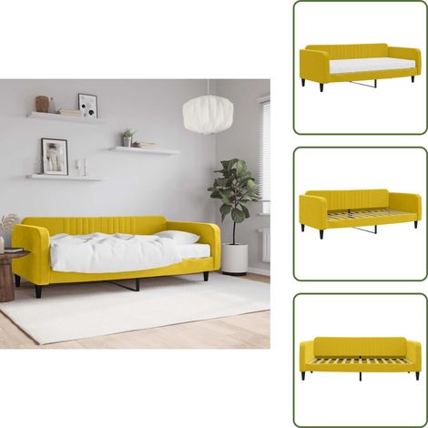 Sofá cama con colchón - vidaXL Sofá cama con colchón terciopelo amarillo 100x200 cm - Sofá cama 2 en 1
